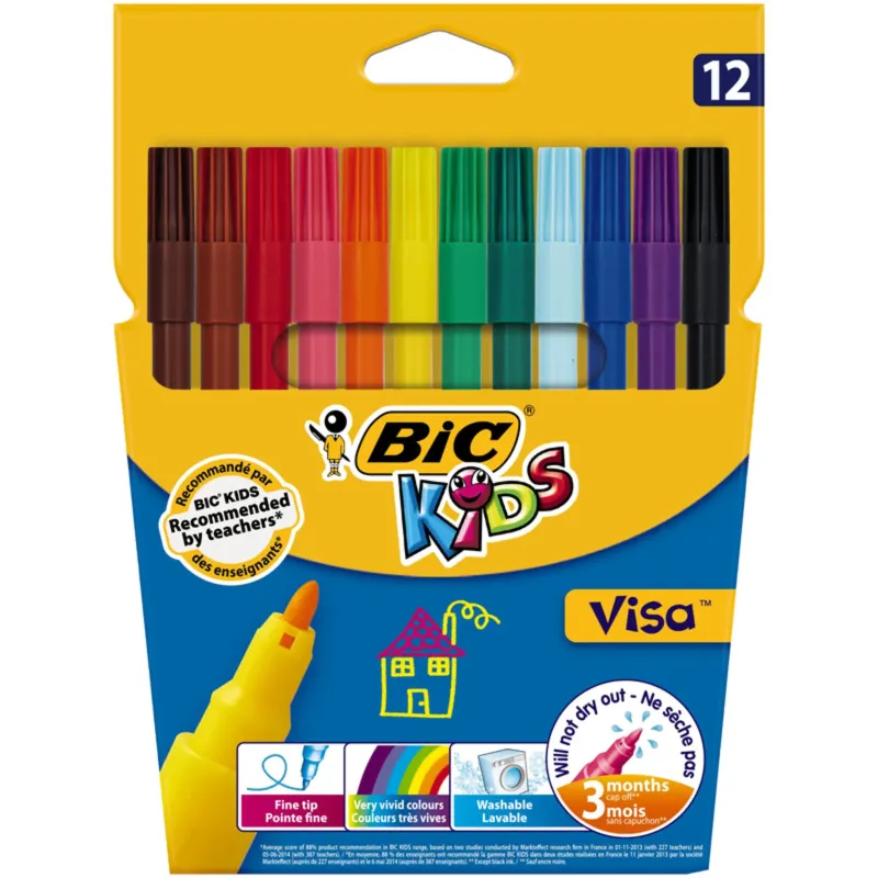 POCHETTE 12 FEUTRES COLORIS ASSORTIS BIC