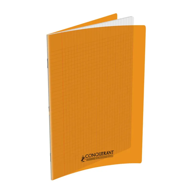 CAHIER POLYPRO ORANGE 24X32 96P GRANDS CARREAUX 90G CONQUERANT