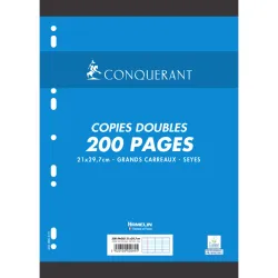 COPIES DOUBLES 21X29,7 200P GRANDS CARREAUX 70G BLANC